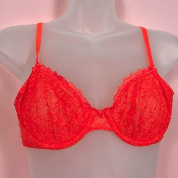 ❌SOLD❌ Aerie Neon Orange Unlined Lace Bra - Picture 3 of 6